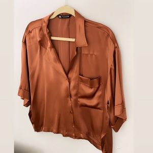 Zara satin pajama shirt